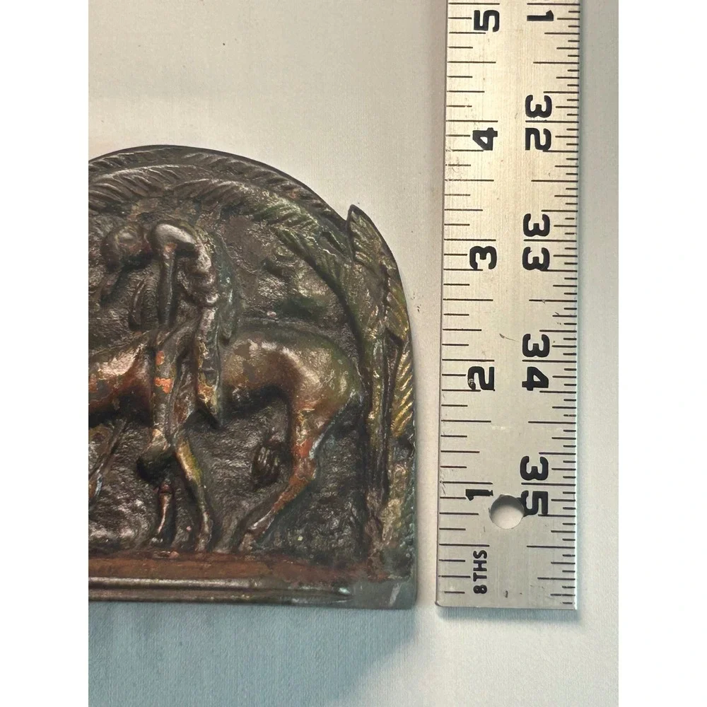 Zane Grey End of the Trail Bookends Vintage OS Brown Cast Iron Native American